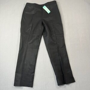 Sigrid Olsen Women's Deco 20 Black‎ Linen Silk Blend Trousers Pants Size 6